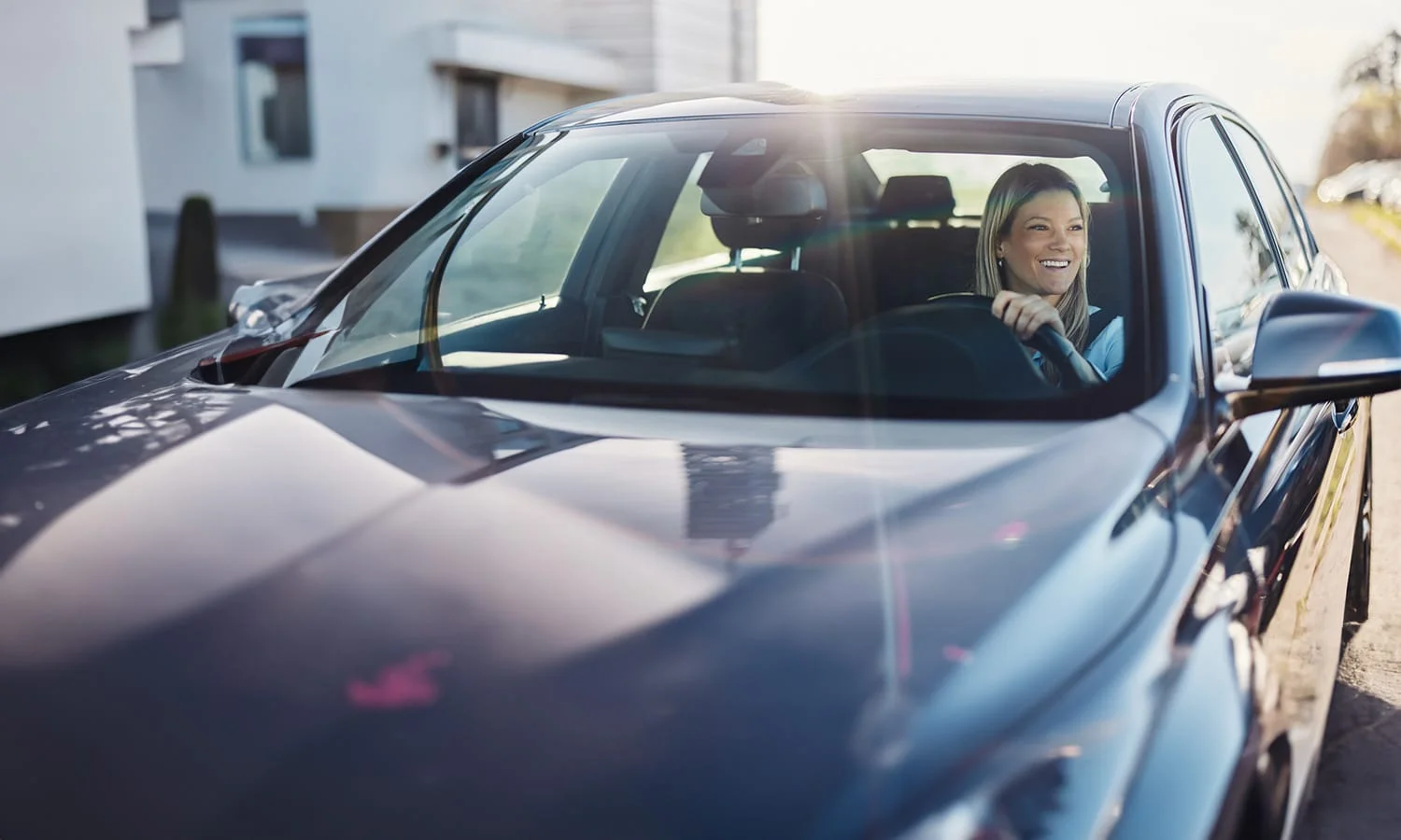 a person driving a car